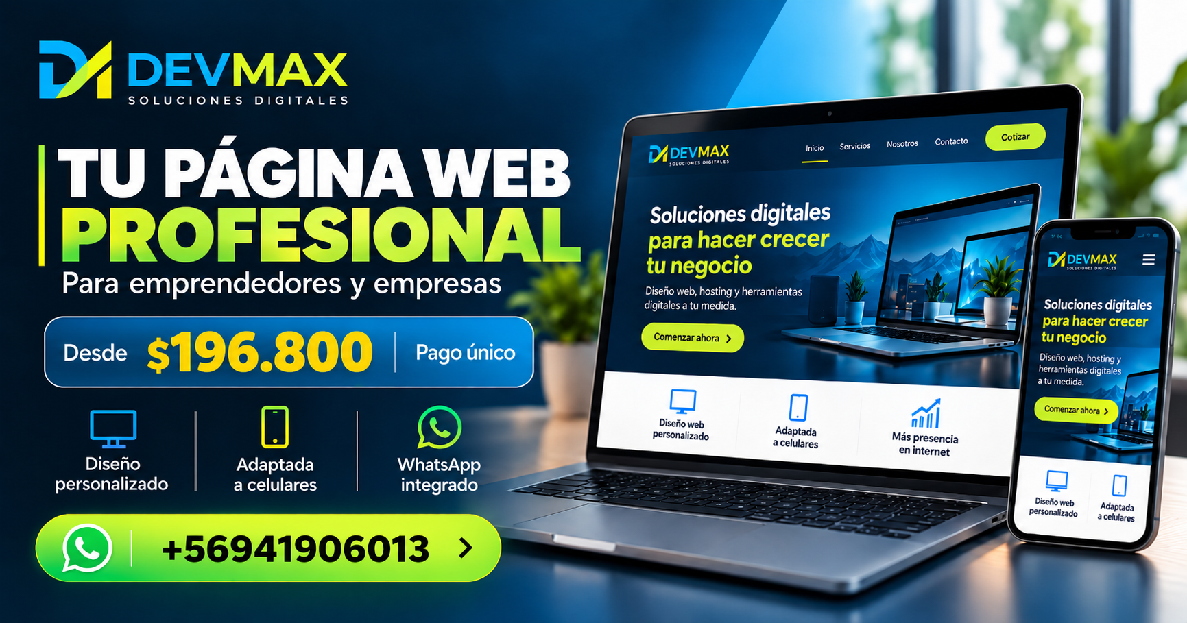 Página web profesional desde $196.800 pago único - DevMax